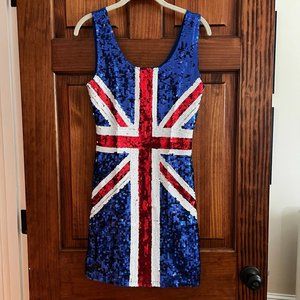 Ginger Spice Union Jack Sequin Costume Dress